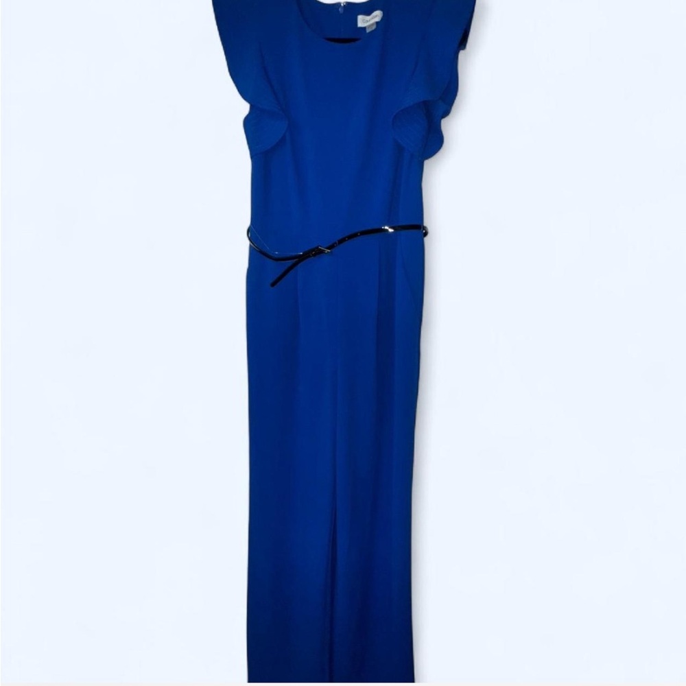 Elegant Blue Dress with Black Belt